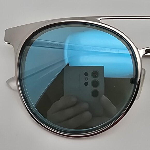 Michael Kors MK1030 113725 Grayton Silver Frame Teal Mirror Aviator Sunglasses - Picture 12 of 14